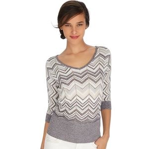 WHBM Metallic Chevron V-Neck Sweater, Size XS EUC